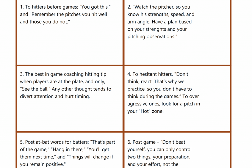Words for Building the Mental Game <!-- [Weekly Hitting Tips to Print] -->